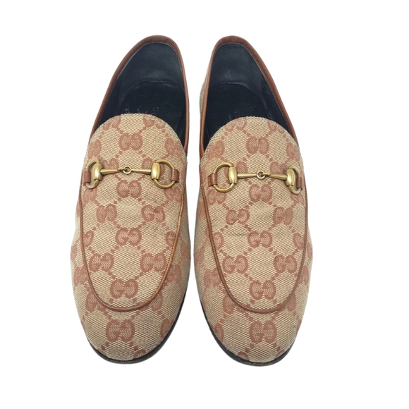 Gucci 38 Jordaan Supreme GG monogram logo canvas leather loafers - Picture 2 of 12